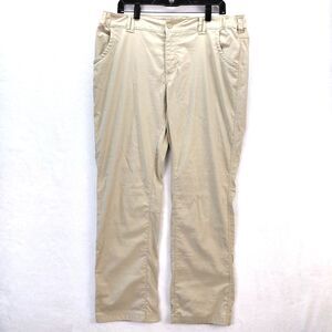 Duluth Trading Pants Women Size 14x31 Beige Cargo Dry on the Fly Bootcut Hiking